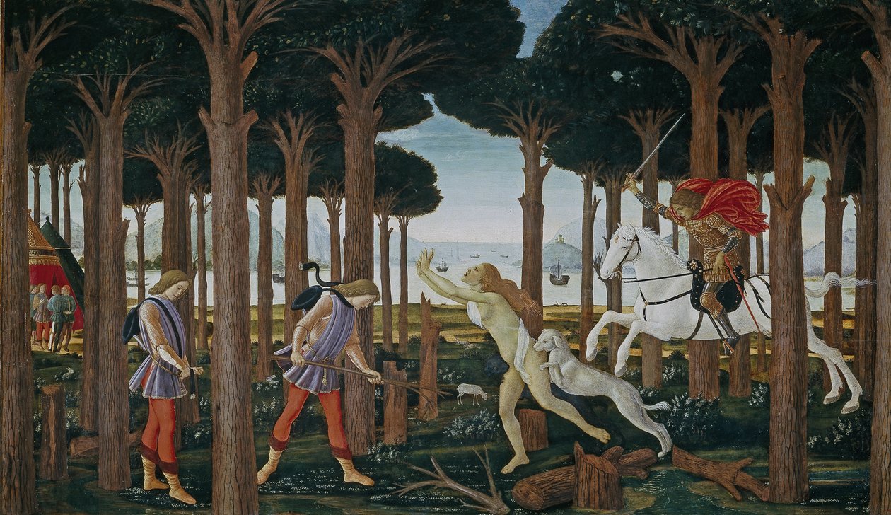 Nastagio degli Onesti的故事第一集，约1483年 作者 桑德罗·波提切利（Sandro Botticelli）