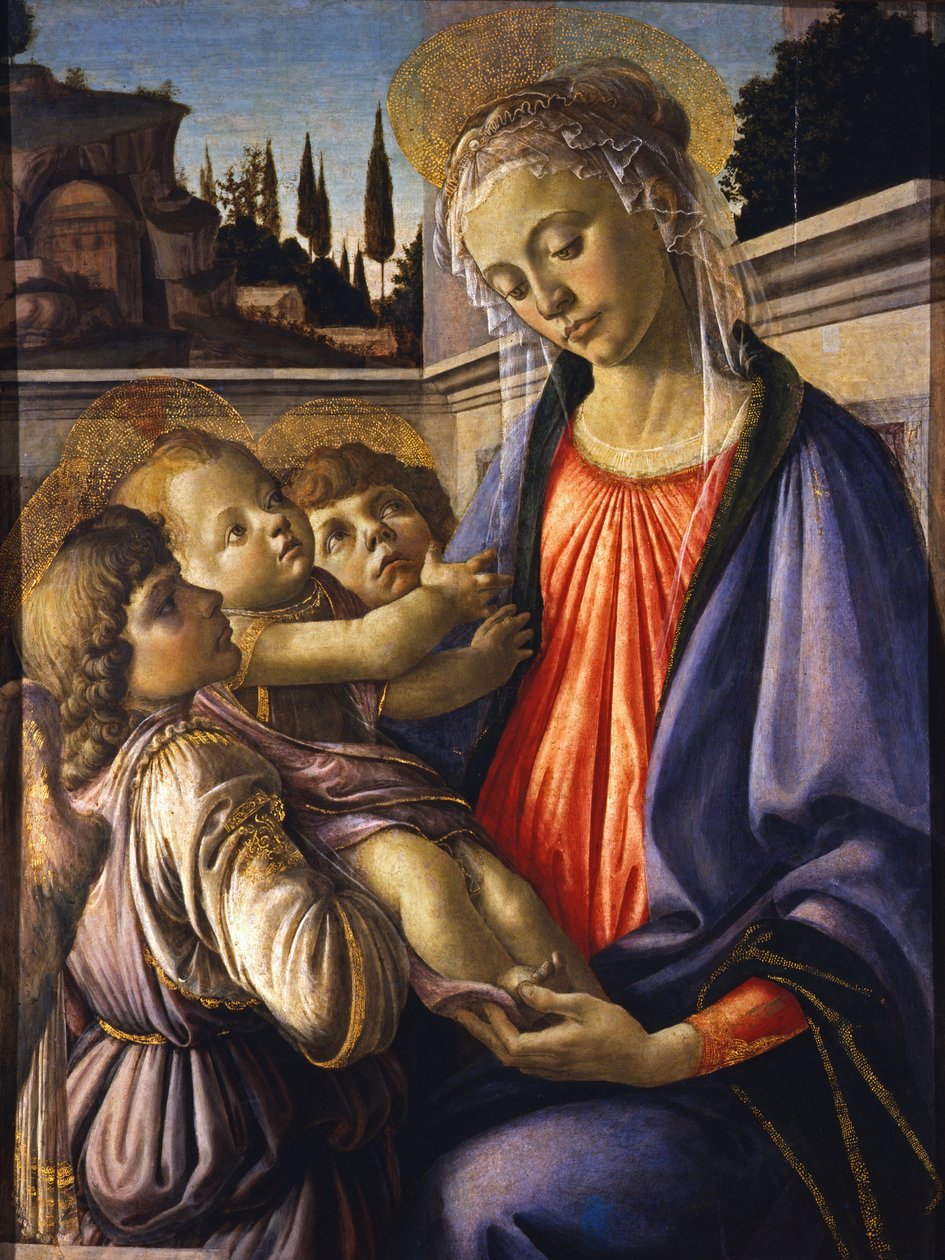 圣母子与两个天使，约1470年。 作者 桑德罗·波提切利（Sandro Botticelli）