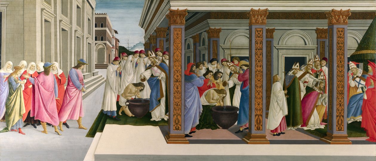 圣芝诺比乌斯的三个奇迹，c。 1500 作者 桑德罗·波提切利（Sandro Botticelli）