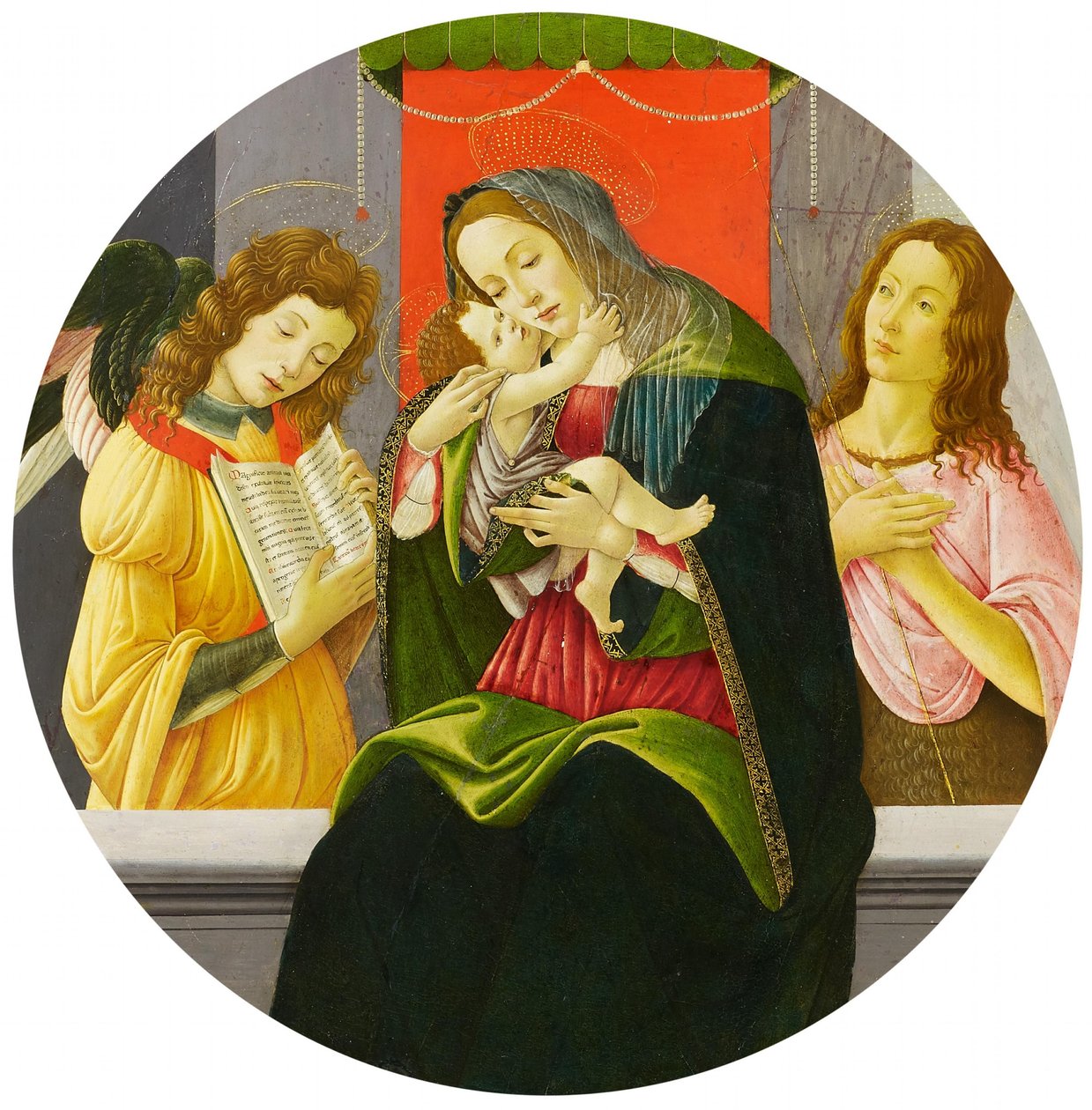 圣母与圣婴、施洗约翰和天使 作者 桑德罗·波提切利（Sandro Botticelli）和工作室