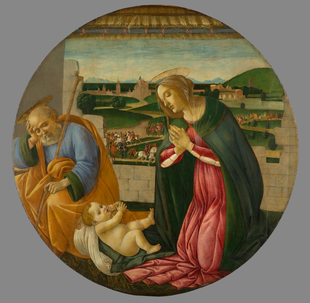 孩子的崇拜，c.1500（面板上的蛋彩画） 作者 桑德罗和波提切利工作室