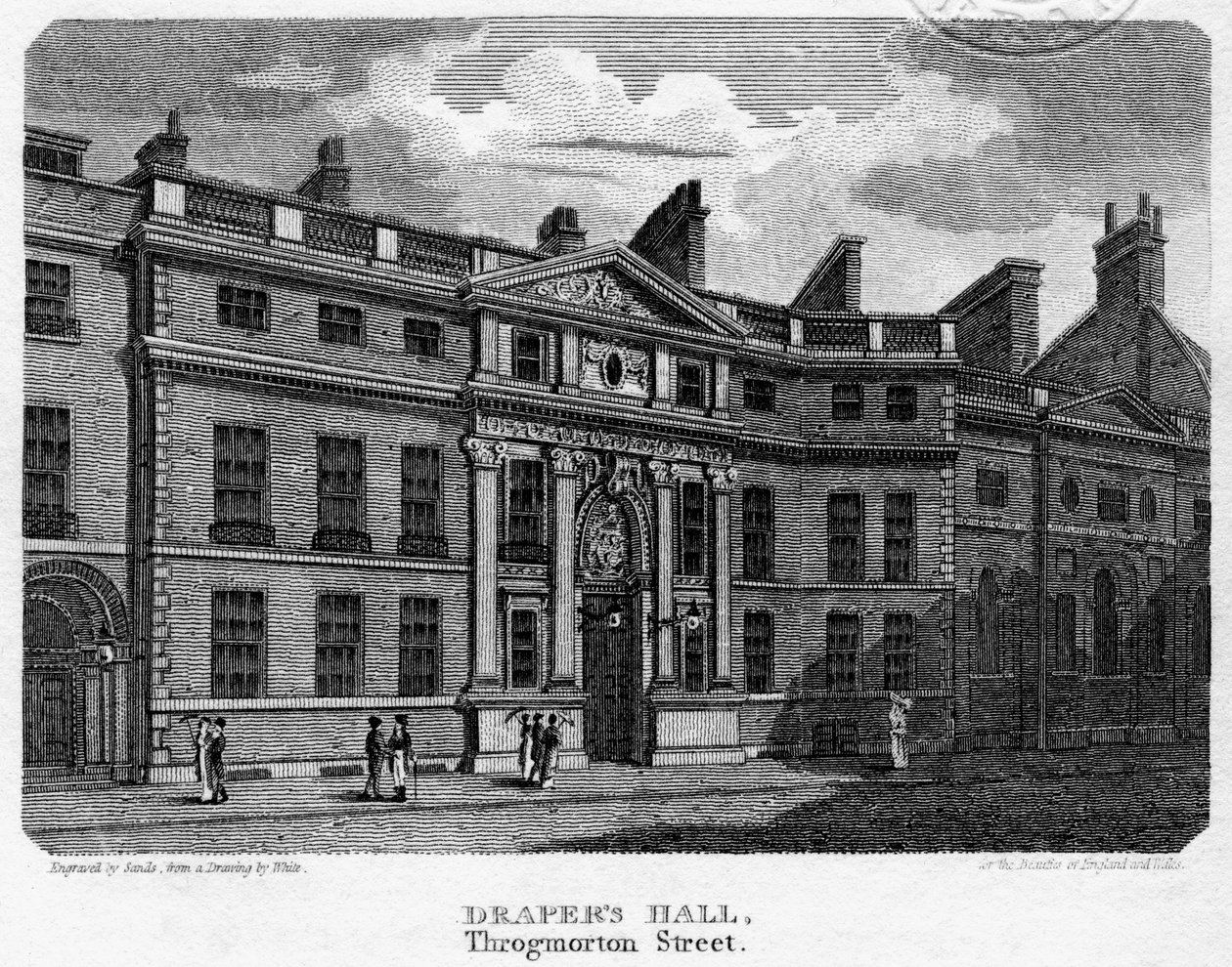 伦敦市Throgmorton街的德雷珀斯大厅（Drapers Hall），1812年。 作者 金沙