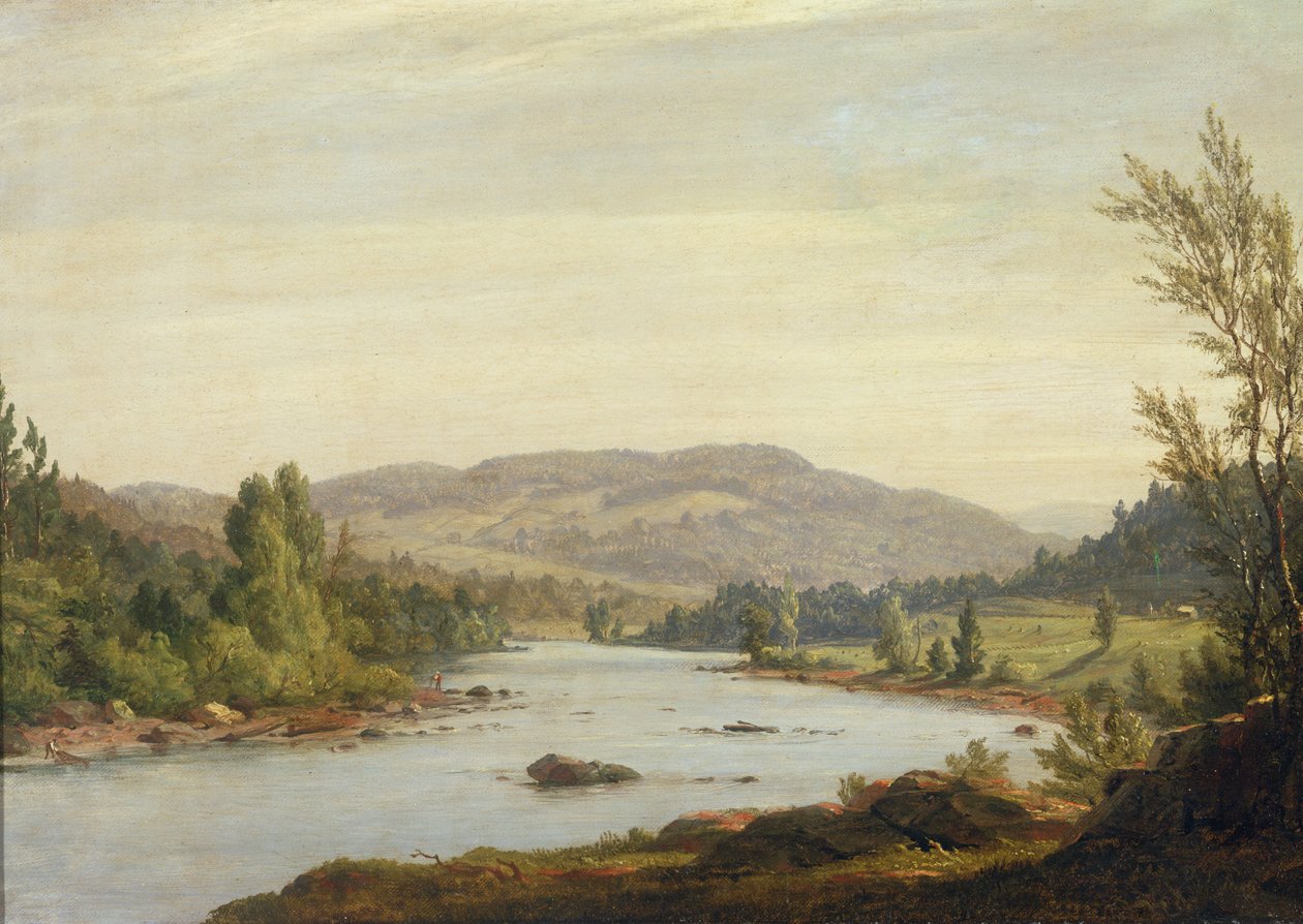 景观与河（在纽约北部的场景），1849年 作者 桑福德·罗宾逊·吉福德