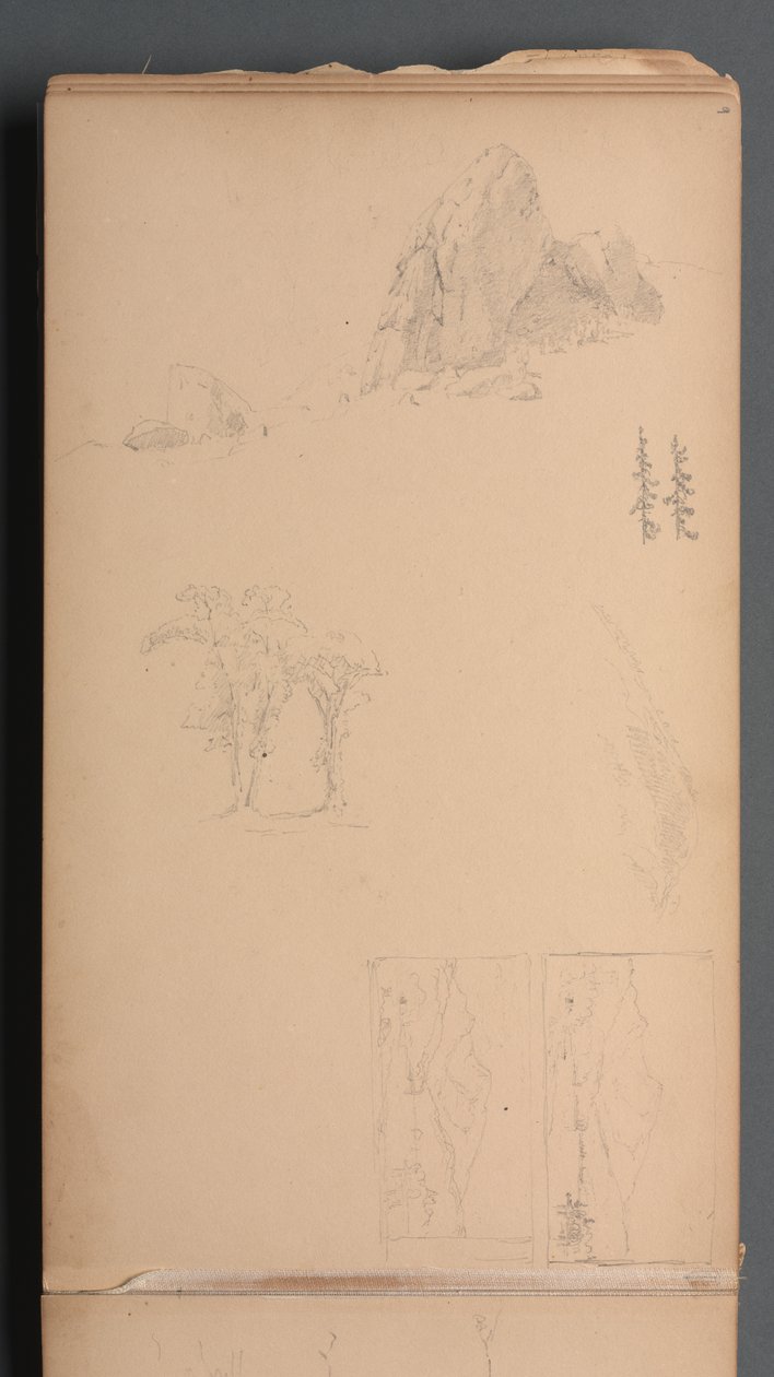 写生簿，第09页：Mountians and Rocks，1859年。 作者 桑福德·罗宾逊·吉福德