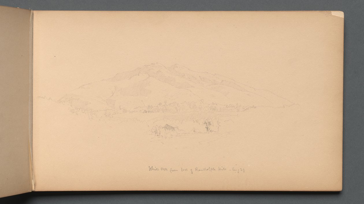 写生簿，第12页：来自Randolph Hill脚下的White Mountians，1859年。 作者 桑福德·罗宾逊·吉福德