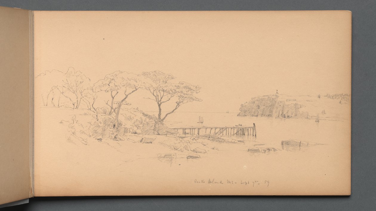 速写本，第20页：1859年9月7日，缅因州，山峰岛。 作者 桑福德·罗宾逊·吉福德
