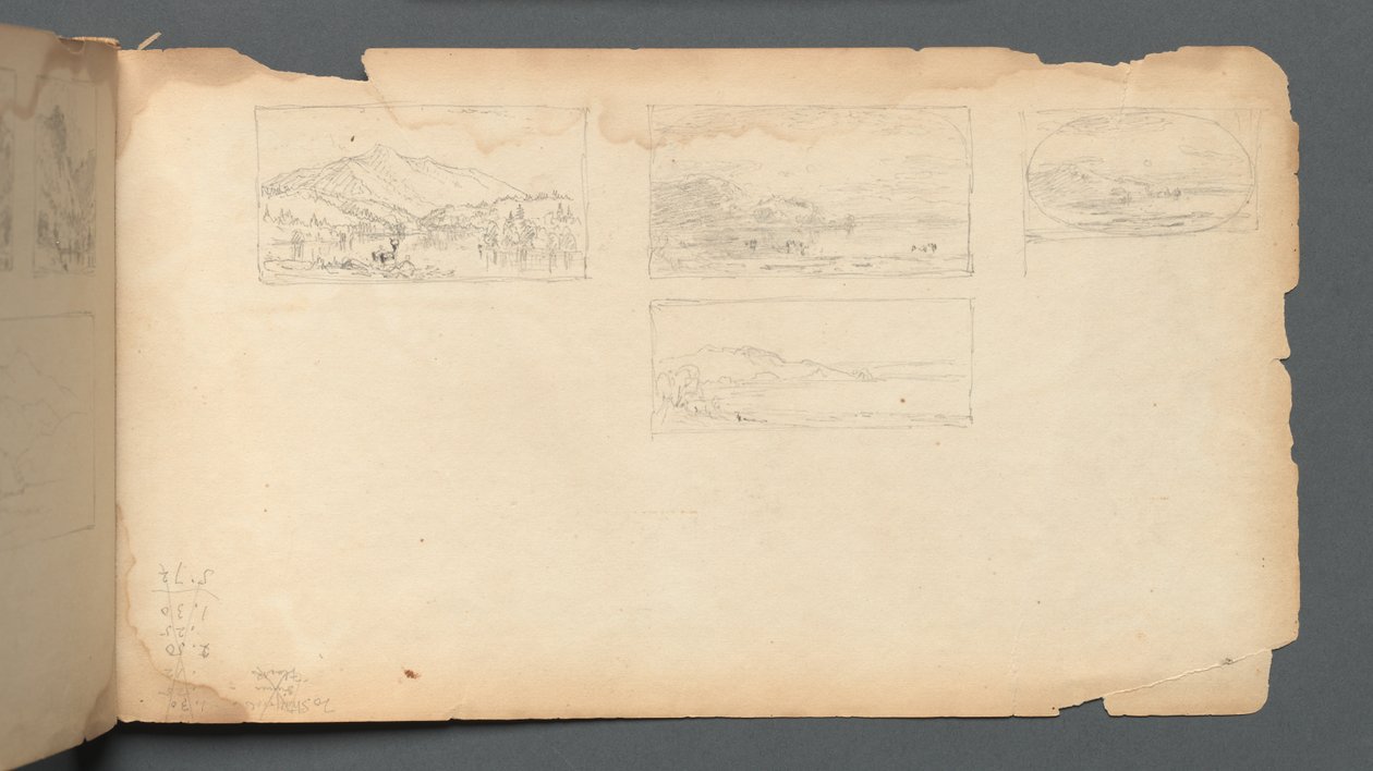 速写本，第40页：缅因州景观，1859年。 作者 桑福德·罗宾逊·吉福德