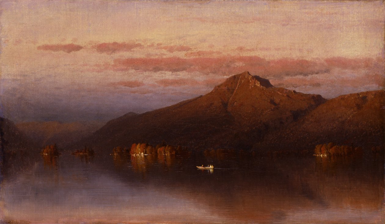 从普莱西德湖看白脸山，1866年。 作者 桑福德·罗宾逊·吉福德