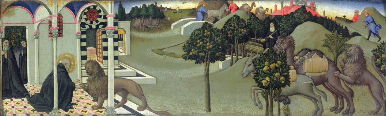 圣杰罗姆和狮子，1444年 作者 Sano di Pietro