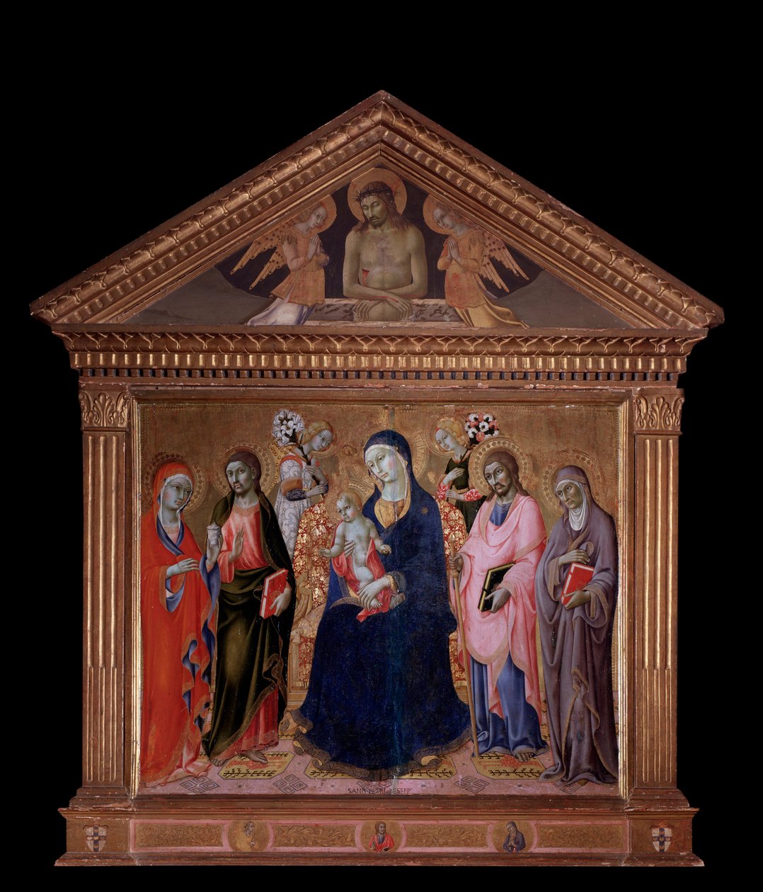Virgin and Child with Sts. James, Philip, Anne and Mary Magdalene - oil on wood 作者 萨诺·迪·迪耶特罗·门西奥·皮耶特罗