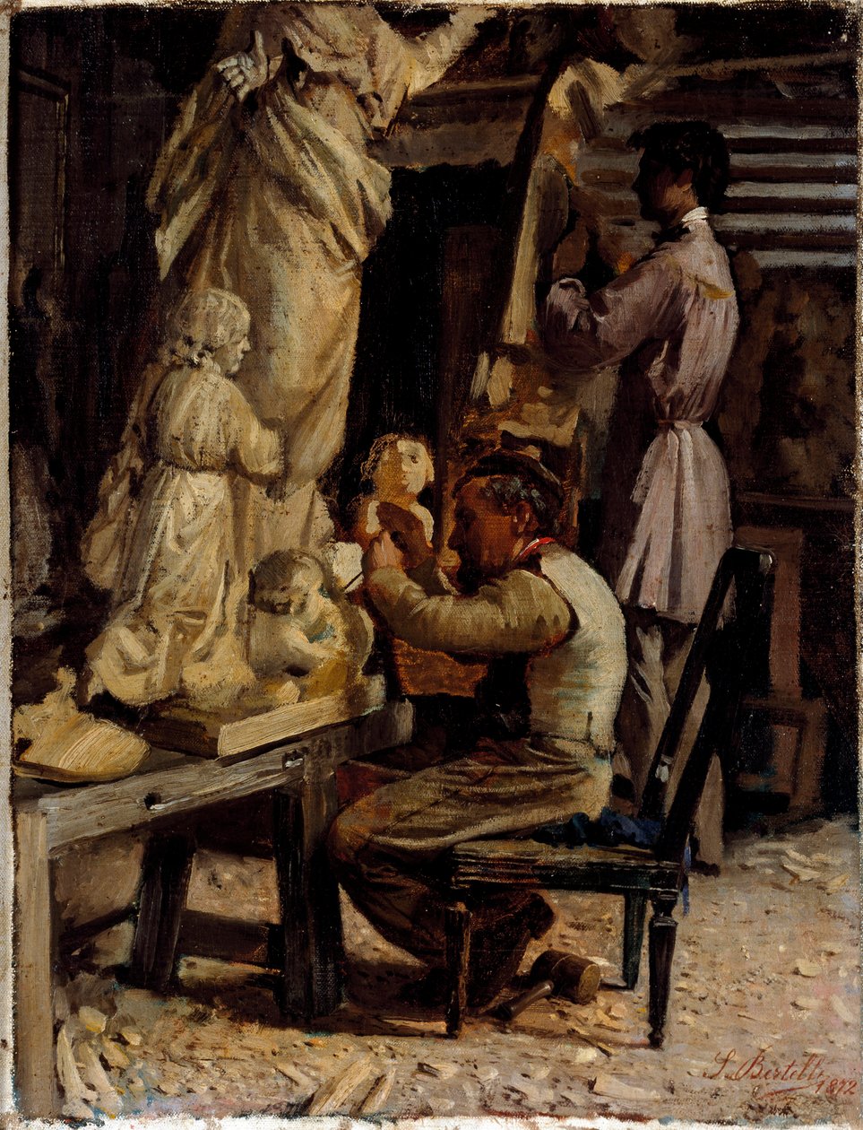 雕塑家的工作室。 圣贝尔泰利 (1840-1892) 的绘画 作者 圣贝尔泰利