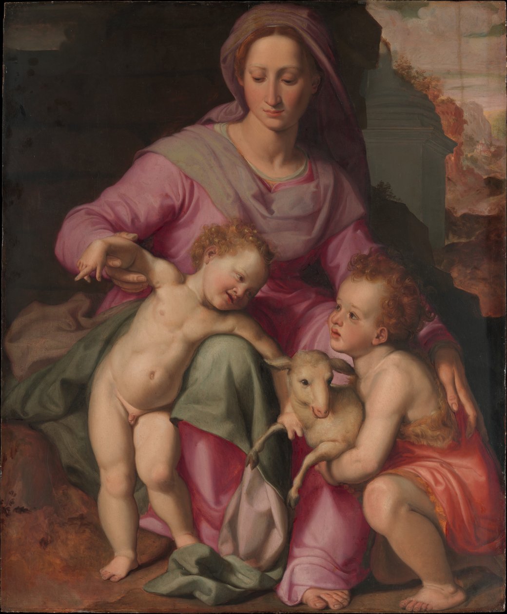 麦当娜和儿童与婴儿圣约翰施洗约翰，1572年 作者 桑蒂·迪托（Santi di Tito）