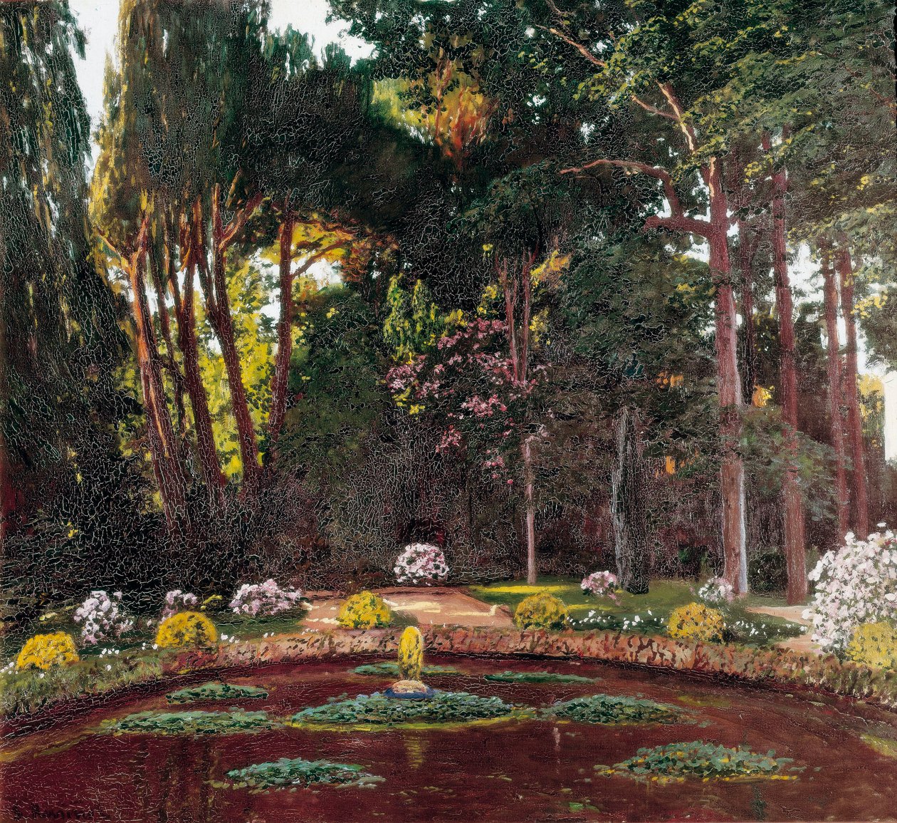 新艺术运动“花园””（Arbucies）。 Santiago Rusinol 和 (i) Prats (1861-1931) 19 世纪晚期 El Vendrell 的绘画。 故居博物馆 Pau Casals。 作者 圣地亚哥·鲁西诺·普拉茨