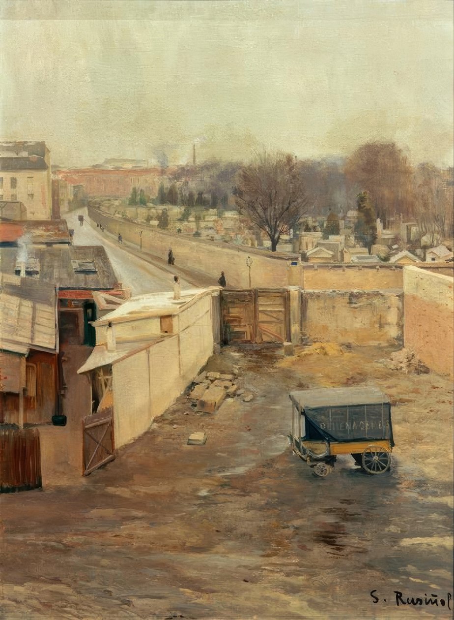 Ansicht des Friedhofs von Montmartre 作者 圣地亚哥·鲁西诺（SantiagoRusiñol）
