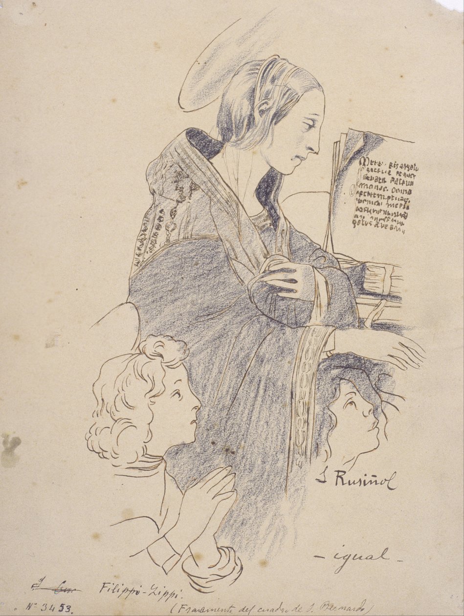 菲利波·利皮（Filippo Lippi）的“圣伯纳德视觉”中的圣母 作者 圣地亚哥·鲁西诺（SantiagoRusiñol）