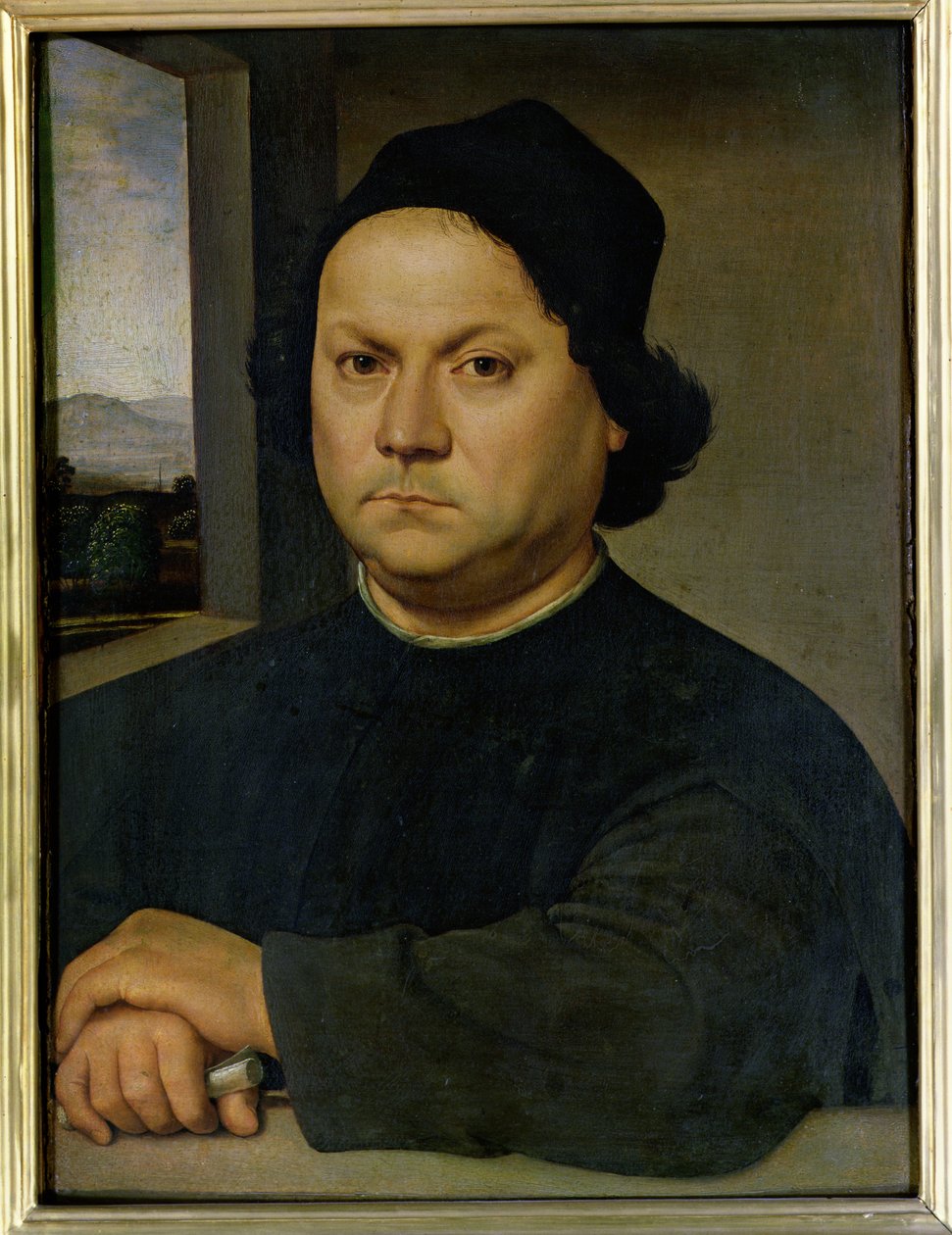 佩鲁吉诺的肖像，c.1504（木材上的蛋彩画） 作者 拉斐尔（Raffaello Sanzio Raphael）