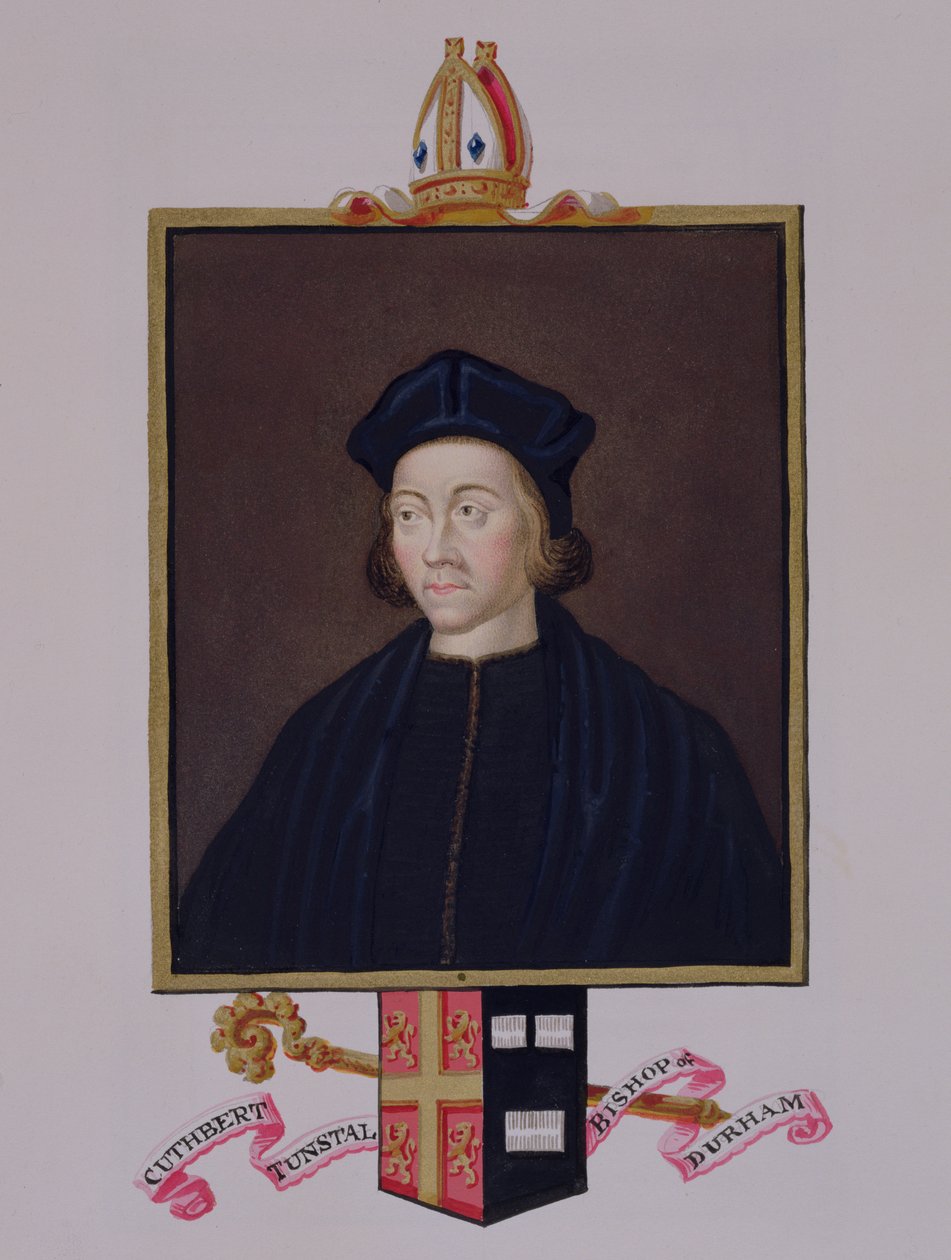 Cuthbert Tunstall的肖像（1474-1559）1825年出版的“伊丽莎白女王法庭回忆录”中的达勒姆主教（纸上水粉和水粉） 作者 艾塞克斯（Essex）的莎拉伯爵夫人（Sarah Countess）