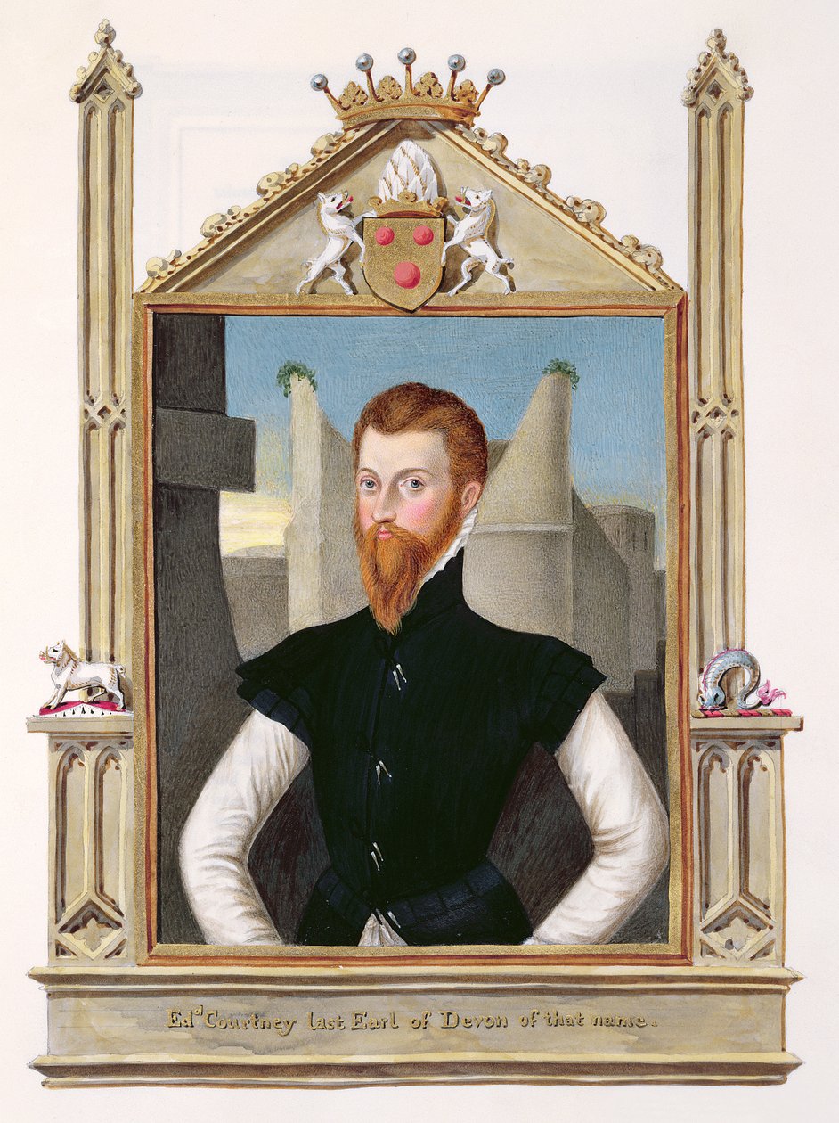 Edward Courtenay的肖像（c.1526-56）1825年出版的“伊丽莎白女王法庭回忆录”中的德文郡最后一位伯爵（wc和水粉纸） 作者 艾塞克斯（Essex）的莎拉伯爵夫人（Sarah Countess）