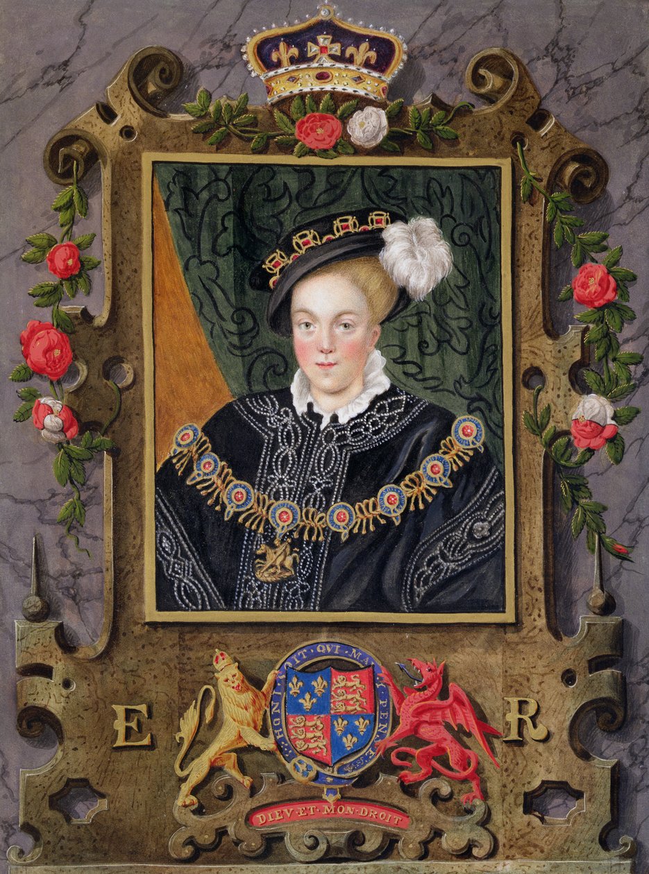 爱德华六世（1537-53）英国国王的肖像，年龄约14岁，来自“伊丽莎白女王法院回忆录”，由尼古拉斯·希利亚德（1537-1619）收藏皇家收藏品的缩影，发表于1 作者 艾塞克斯（Essex）的莎拉伯爵夫人（Sarah Countess）