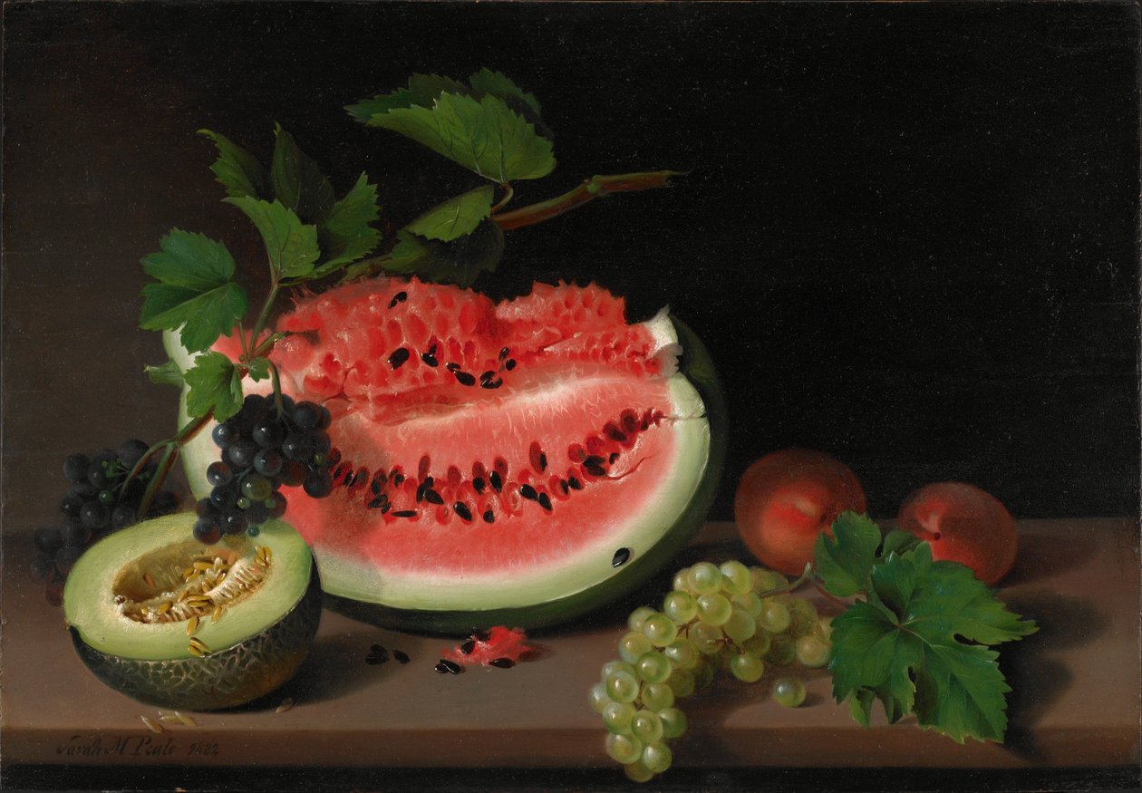 静物与西瓜 作者 莎拉（Sarah Miriam Peale）