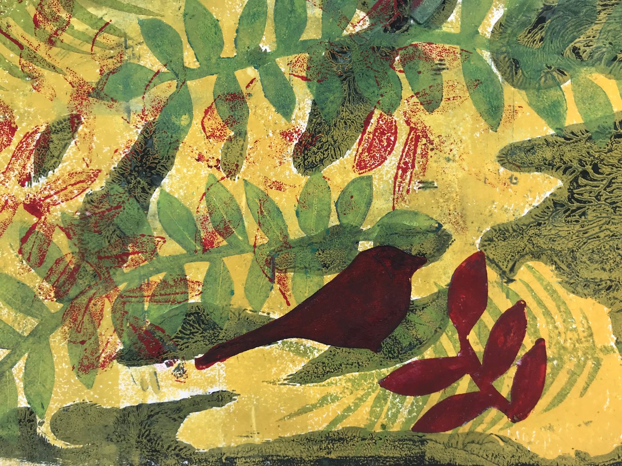黄赭石植物（纸上monoprint） 作者 莎拉·汤普森·恩格斯
