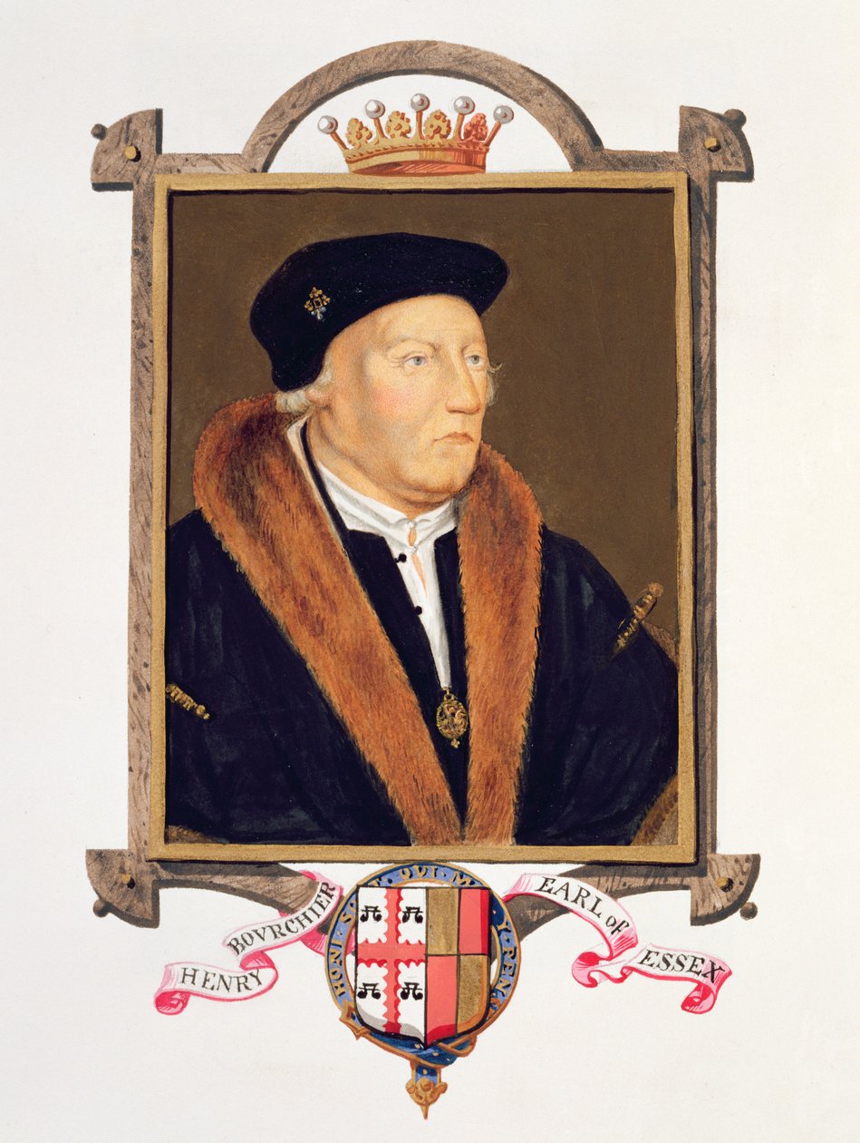 Henry Bourchier的肖像（第1539页）埃塞克斯的第二伯爵，来自“伊丽莎白女王法庭回忆录”，于1825年出版（纸上有水粉和水粉） 作者 艾塞克斯（Essex）的莎拉伯爵夫人（Sarah Countess）