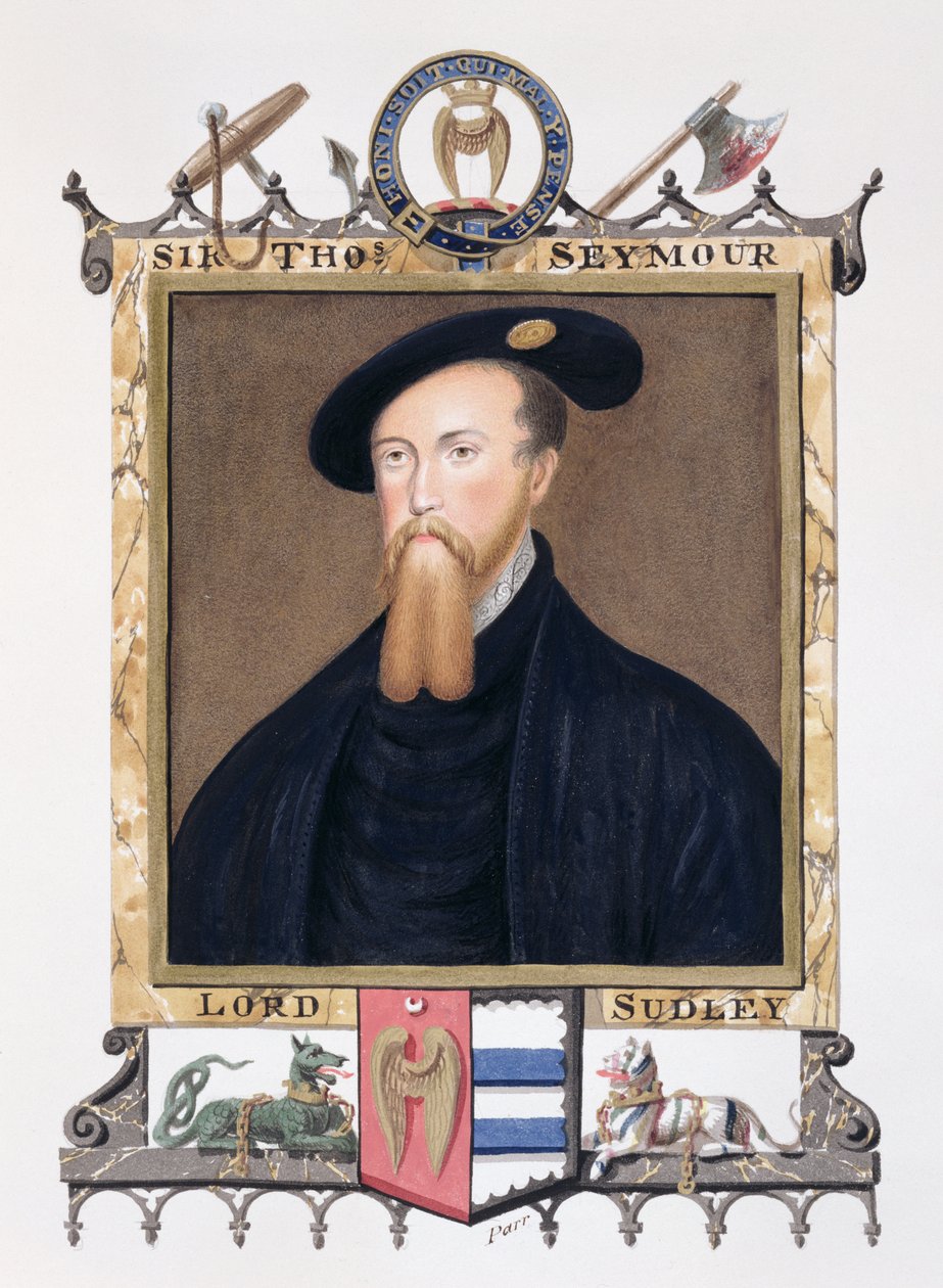 Thomas Seymour（1508-49）的肖像Sudeley的第一男爵，来自&39;伊丽莎白女王的宫廷回忆录&39;，于1825年出版（纸上有水粉和水粉） 作者 艾塞克斯（Essex）的莎拉伯爵夫人（Sarah Countess）