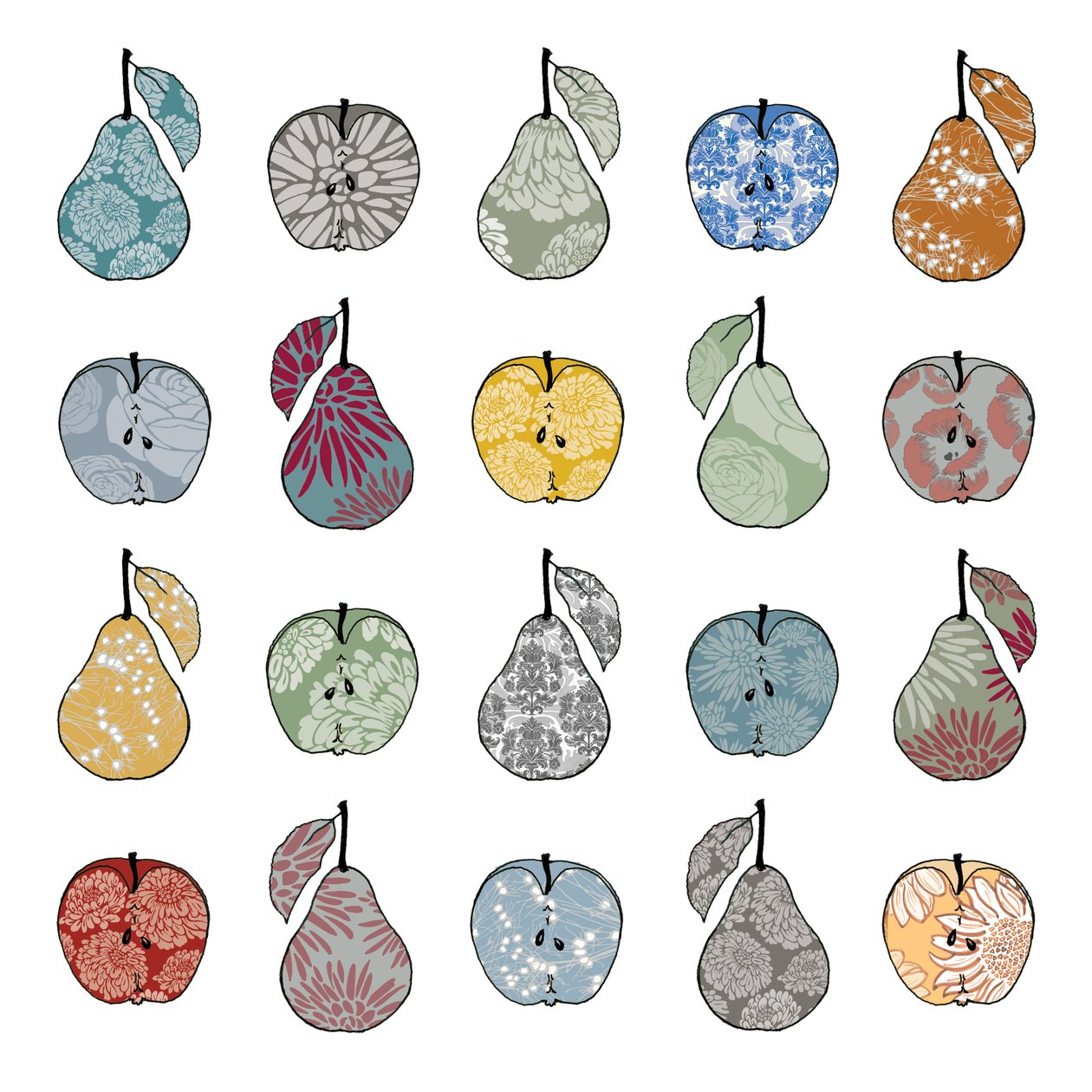 苹果和梨，2012（数字） 作者 莎拉·霍夫