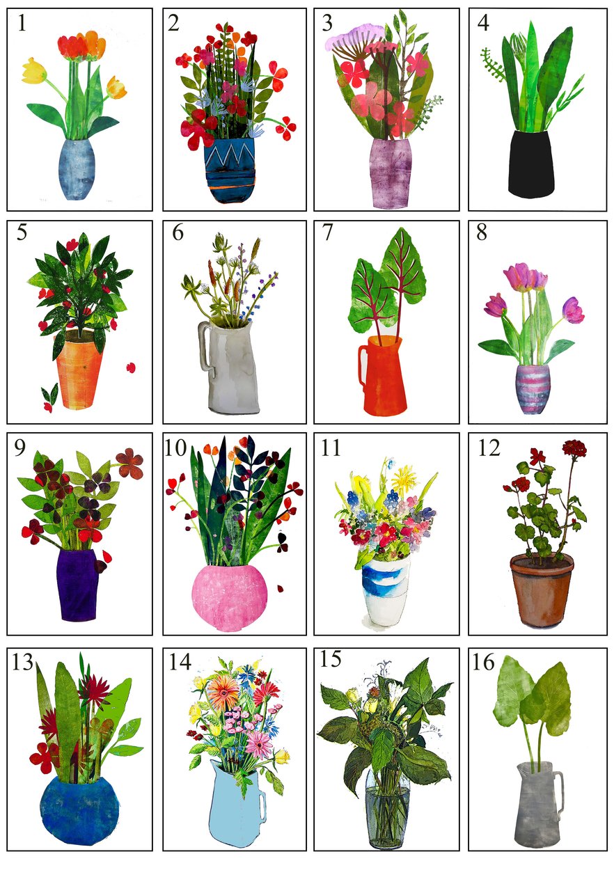 花盆和花瓶 2021（纸上墨水） 作者 莎拉·汤普森·恩格斯