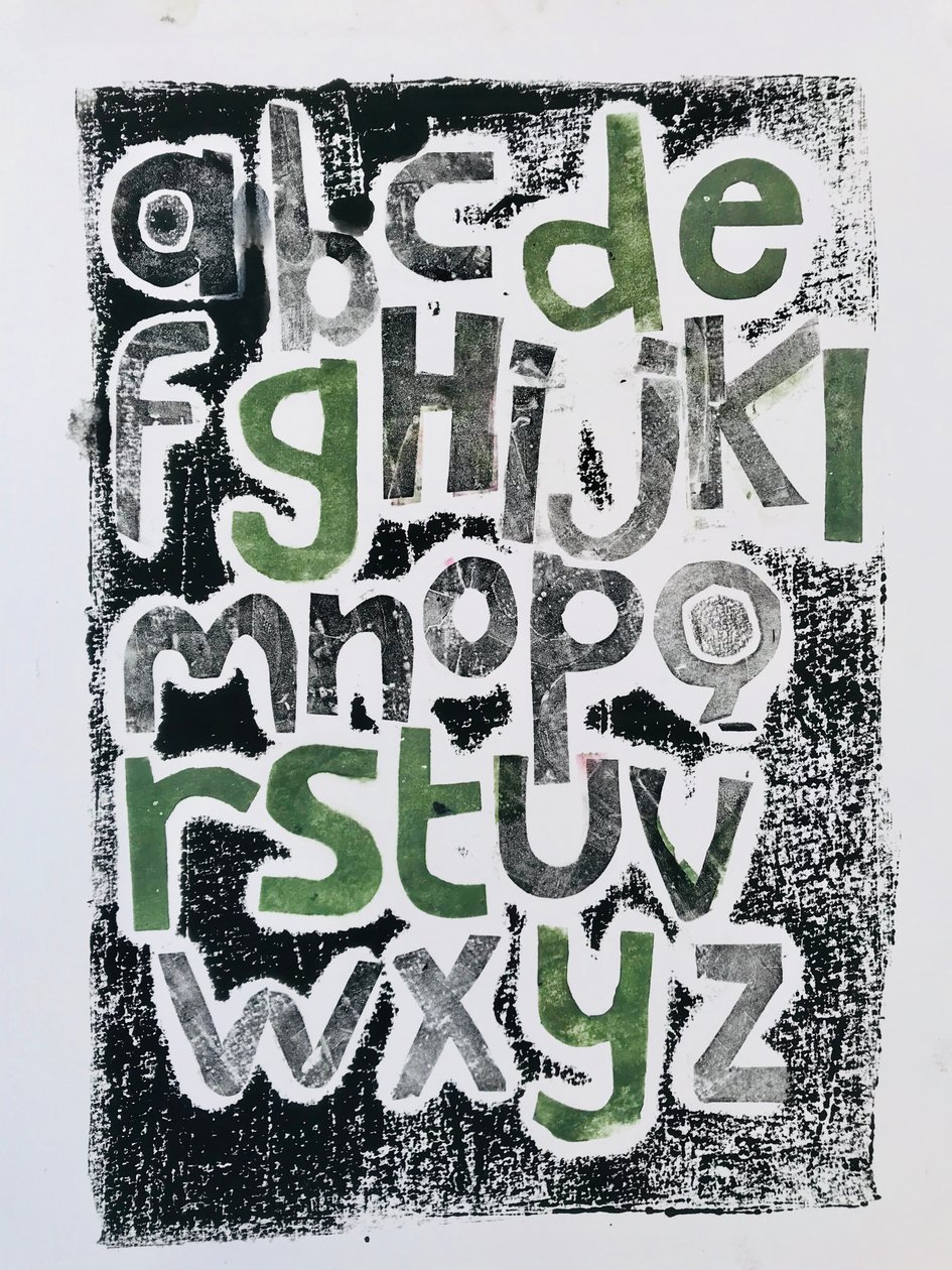 Alphabet, 2020,(monoprint) 作者 莎拉·汤普森·恩格斯