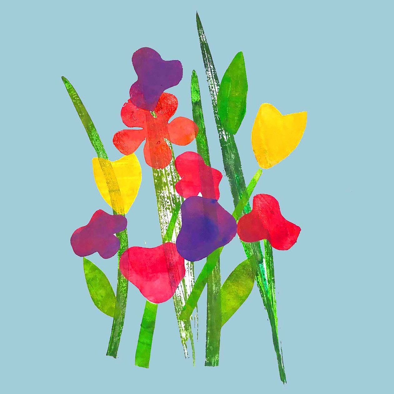 Blooms,2019 (Ink monoprint) 作者 莎拉·汤普森·恩格斯
