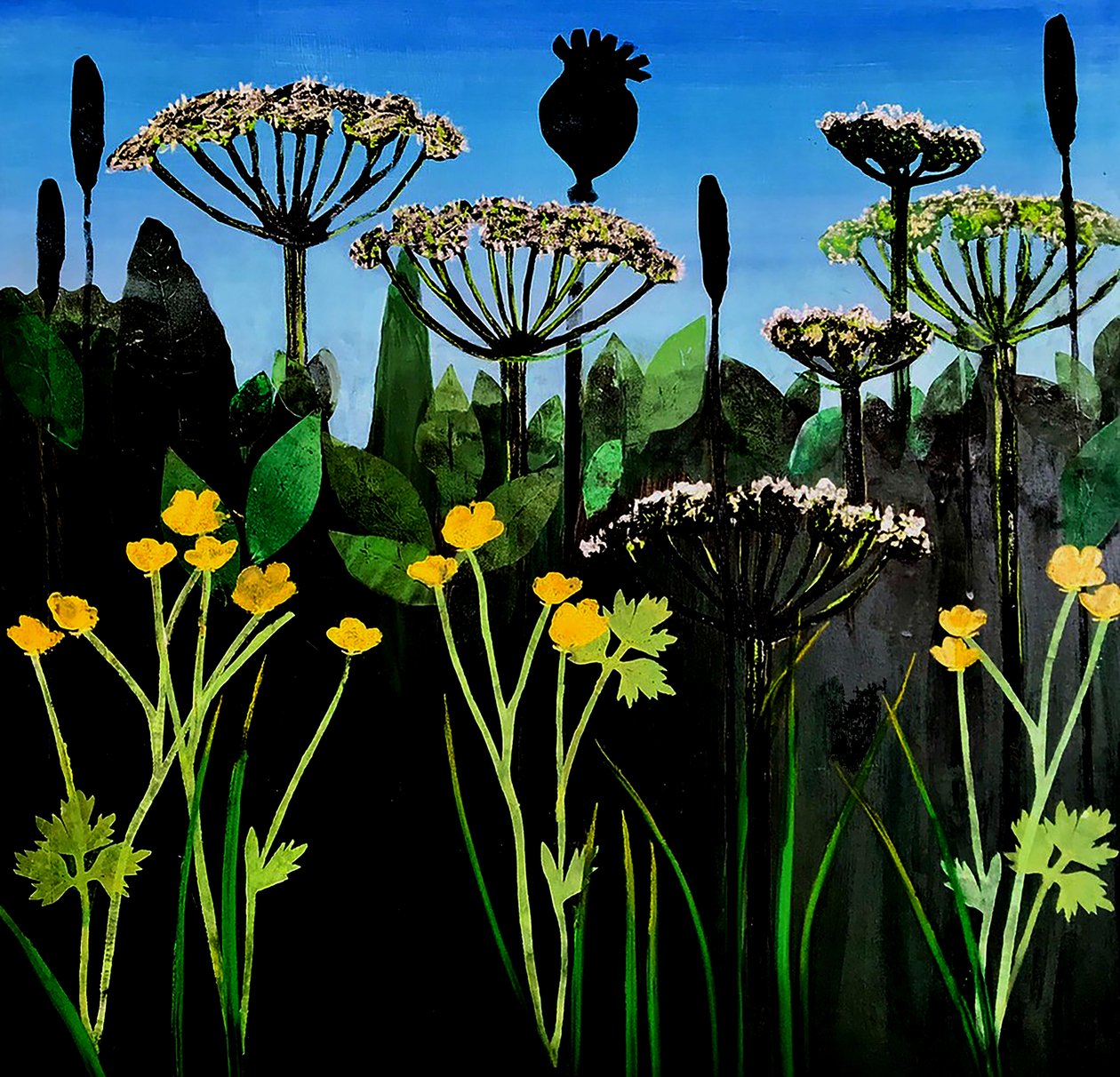 Buttercups 2020 (acrylic on board) 作者 莎拉·汤普森·恩格斯