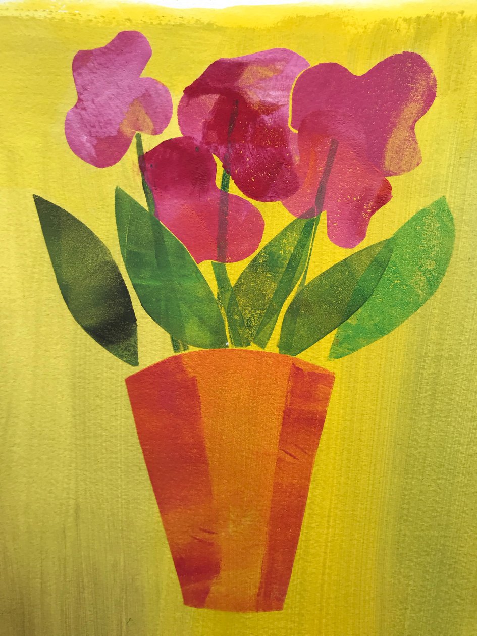 Flowerpot,2019,(monoprint) 作者 莎拉·汤普森·恩格斯