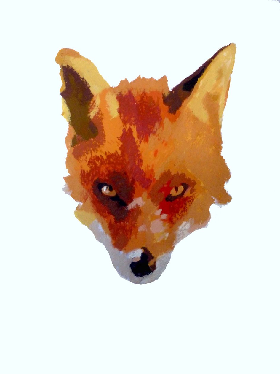 Fox face, 2013 (monoprint with inks) 作者 莎拉·汤普森·恩格斯