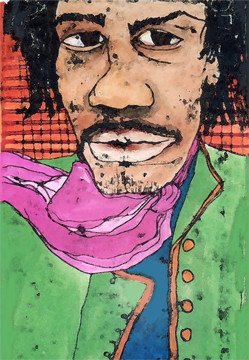 Hendrix (ink on paper) 2020 作者 莎拉·汤普森·恩格斯