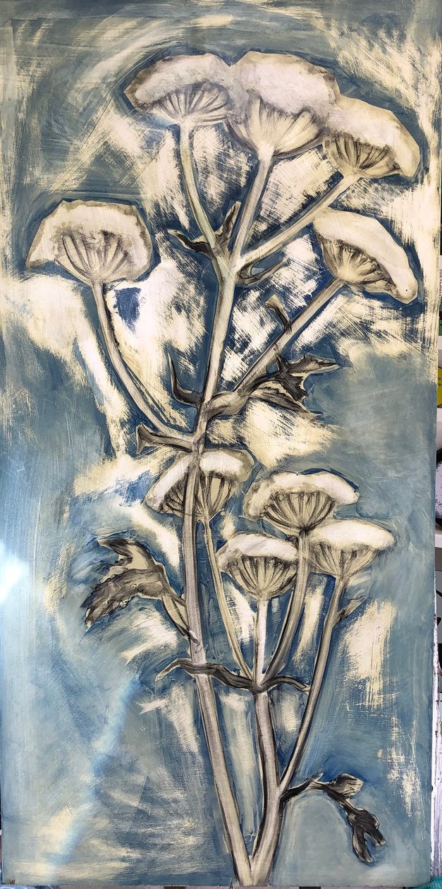 Hogweed (acrylic on board) 2020 作者 莎拉·汤普森·恩格斯