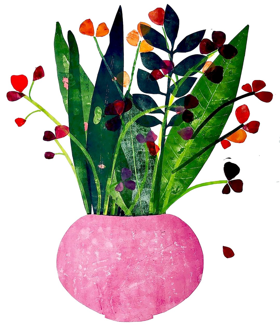 Pink pot ,2020 (monoprint) 作者 莎拉·汤普森·恩格斯
