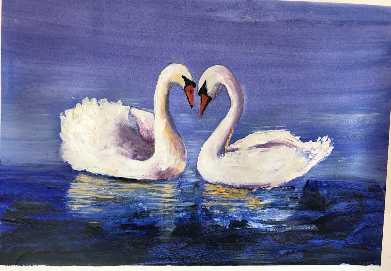 Swans, 2019 (acrylic) 作者 莎拉·汤普森·恩格斯