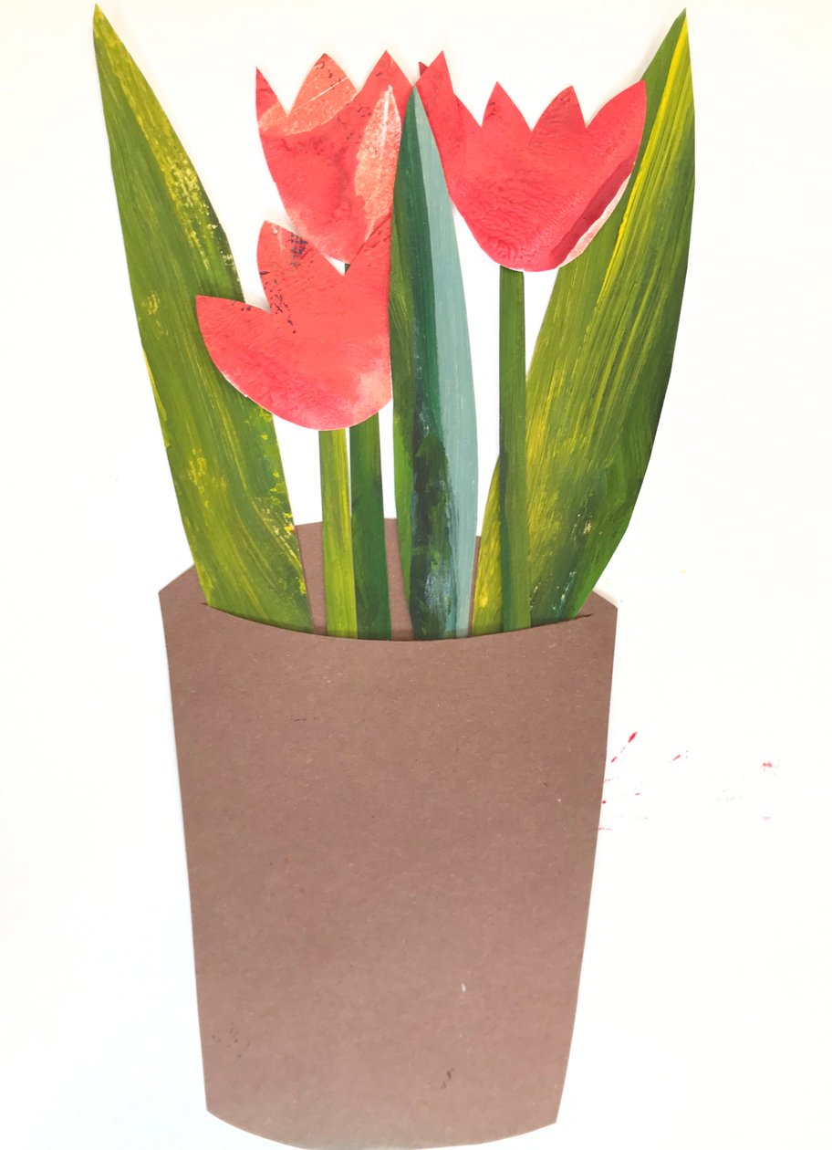 Tulips in a pot,2018 (collage) 作者 莎拉·汤普森·恩格斯