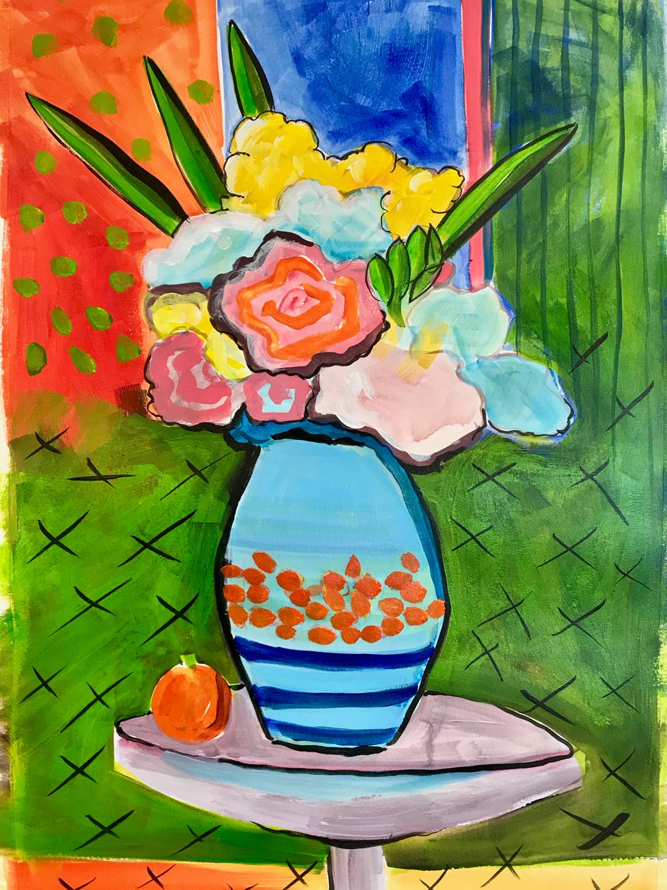 Vase of flowers,2019 (acrylic) 作者 莎拉·汤普森·恩格斯