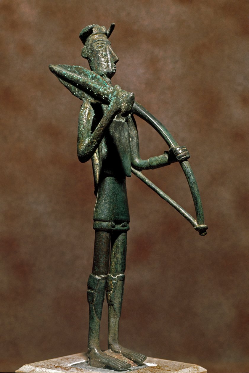 Nuragic culture (nuraghi) Sardinian: bronze warrior statuette. 8th-7th century BC. Cagliari, Museo Nazionale Archeologico, Sardinia, Italy 作者 撒丁岛的努拉克文明