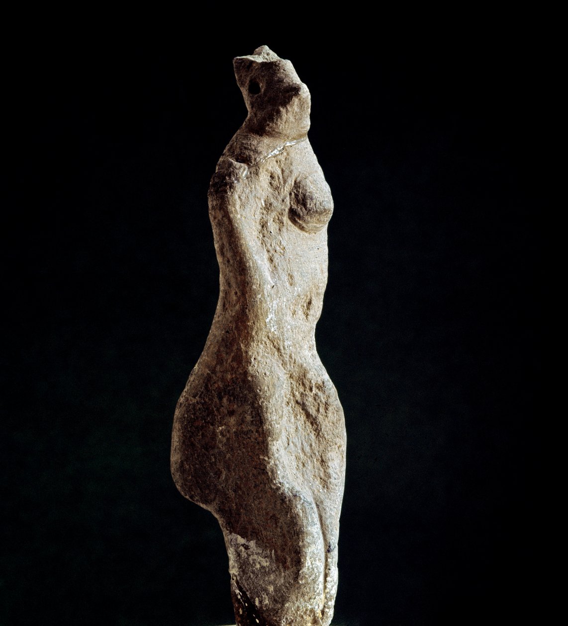 Nuragic 文化 (nuraghi) 撒丁岛：来自 Nuoro 附近的 Macomer 的 Venus steatopigic (腰部形式) (Venus de Macomer) 的石灰石雕像。 可追溯到早产时期（公元前 25 至 18 世纪）新石器时代。 卡利亚里，国家考古博物馆 作者 撒丁岛的努拉克文明