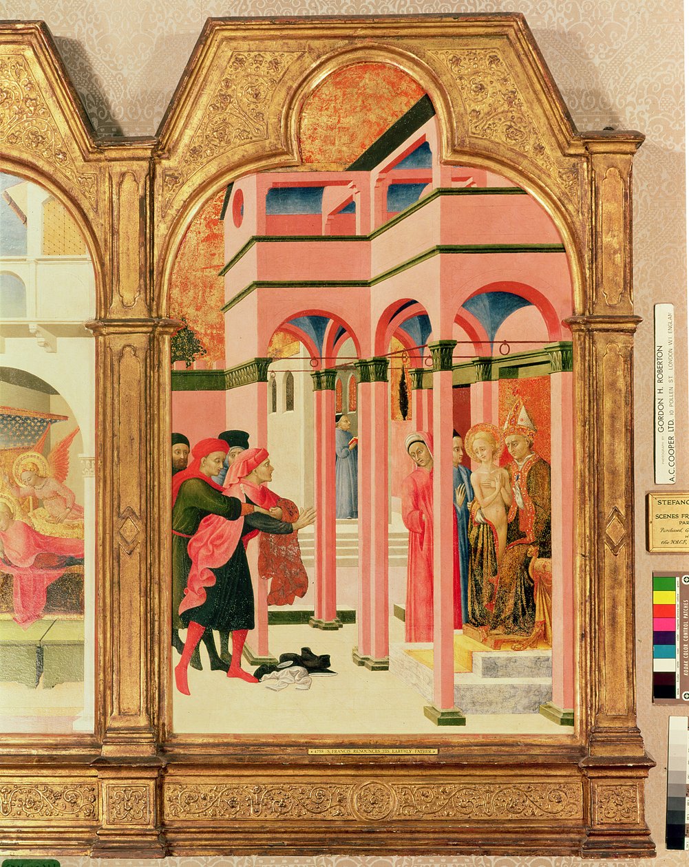 圣弗朗西斯放弃他的地上父亲，1437-44（面板上的蛋彩画） 作者 斯蒂法诺·萨塞塔