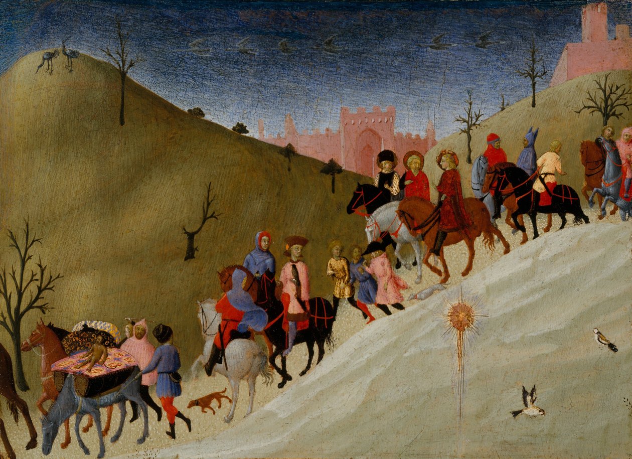 魔法之旅，c.1433-5（木头上的蛋彩画和黄金） 作者 斯蒂法诺·萨塞塔