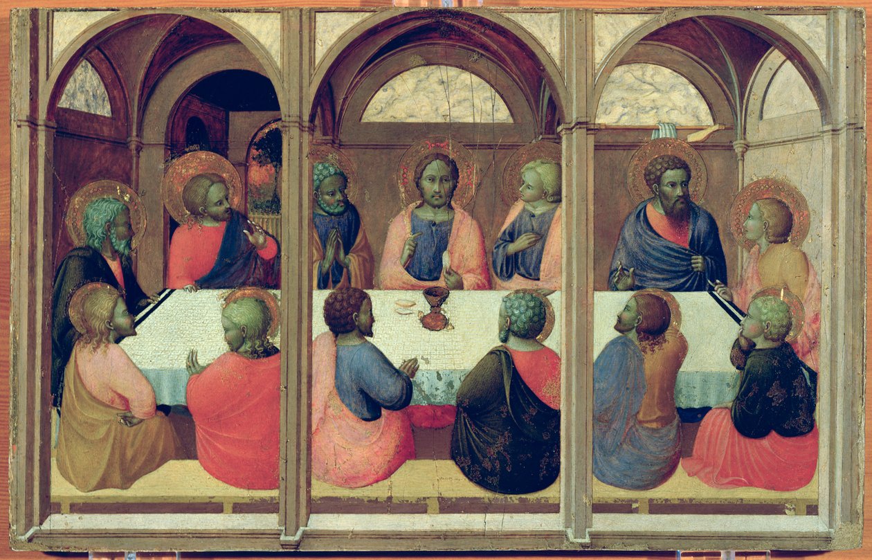 最后的晚餐，来自Arte della Lana Altarpiece，c.1426 作者 斯蒂法诺·萨塞塔