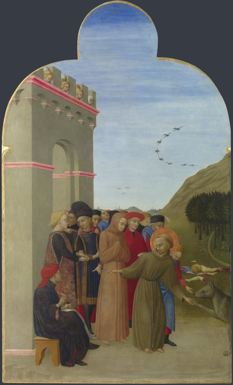 古比奥的狼 来自Borgo del Santo Sepolcro祭坛画，1437-1444。 作者 萨塞塔