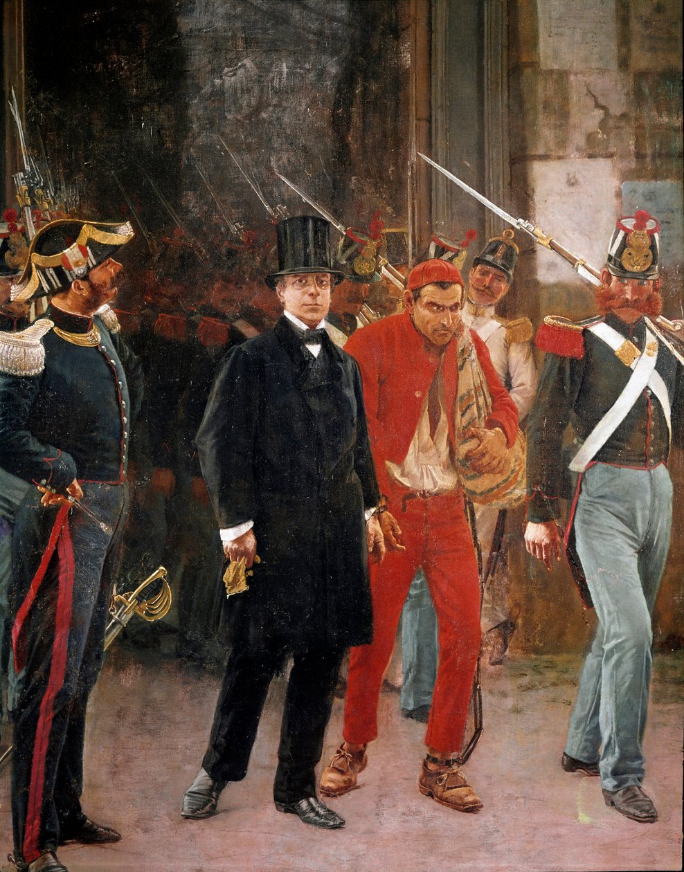 复兴运动："逮捕意大利爱国者和政治家Carlo Poerio（1803-1867）" Francesco Saverio Altamura（1822-1897）的绘画 那不勒斯，圣马蒂诺国家博物馆 作者 萨维里奥·阿尔塔穆拉（Saverio Altamura）