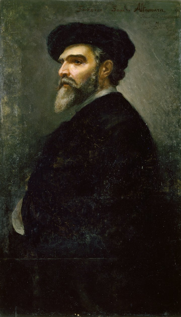 萨维利奥-弗朗西斯科-阿尔塔穆拉（1822-1897）的自画像，布面油画 作者 萨维里奥·阿尔塔穆拉（Saverio Altamura）