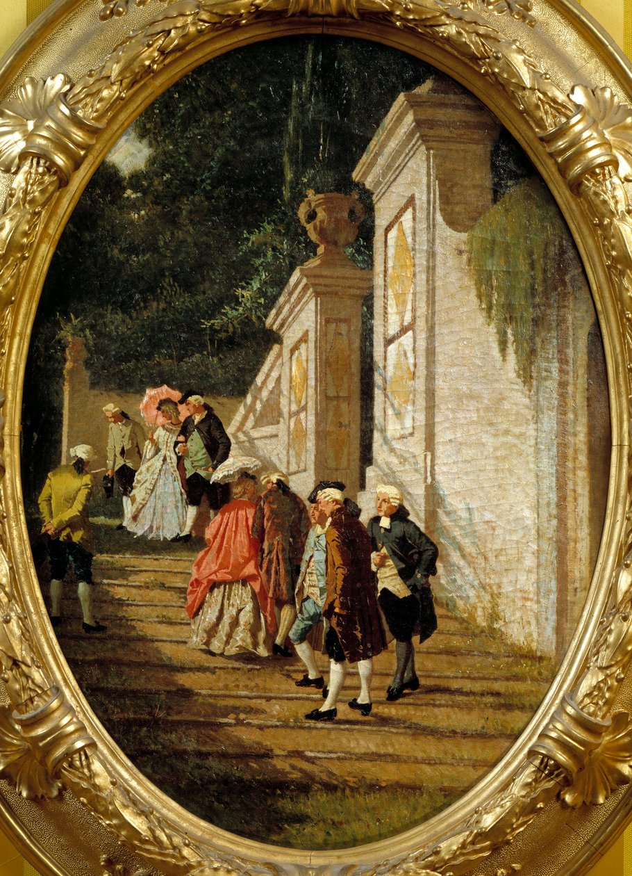 美好的远古贵族夫妻散步。 Francesco Altamura的绘画 作者 萨维里奥·阿尔塔穆拉（Saverio Altamura）
