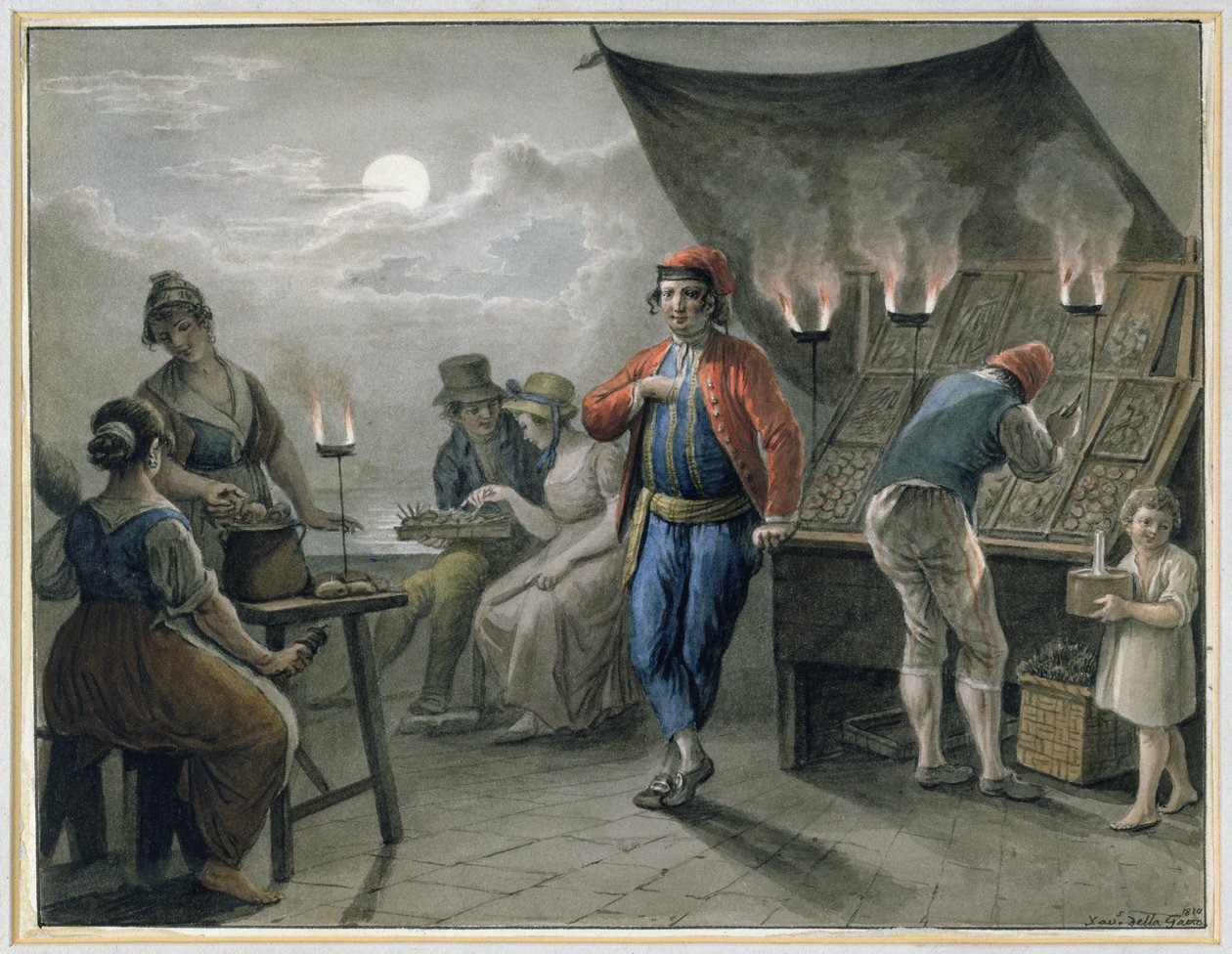 1819年夜间摊位的数字（铅笔和wc） 作者 Saviero Xavier della Gatta